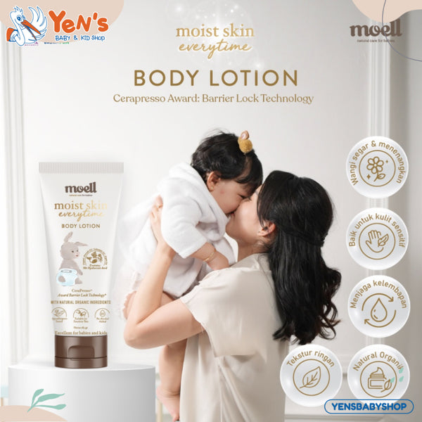 Moell Baby Lotion Natural Organic 185gr Moist Skin Everytime | Body Lotion Bayi