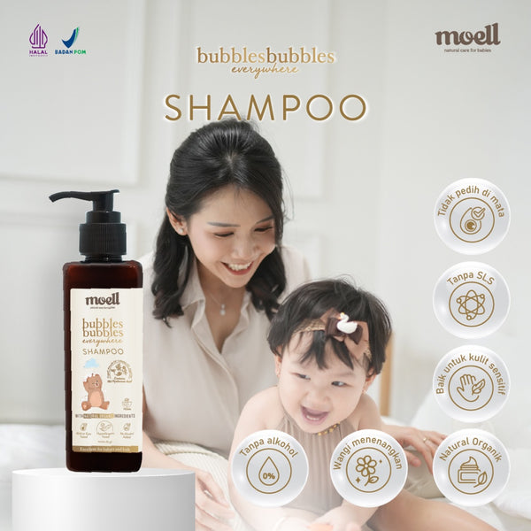 Moell Baby Shampoo 185gr Bubbles Bubbles Everywhere | Shampo Bayi Natural Organic