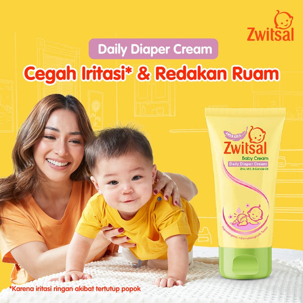 Zwitsal Baby Daily Diaper Cream Tube 50Gr - Krim Ruam Popok Bayi