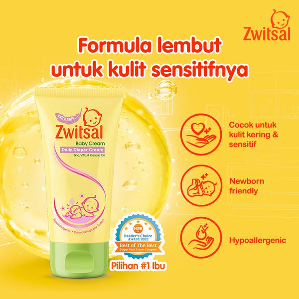 Zwitsal Baby Daily Diaper Cream Tube 50Gr - Krim Ruam Popok Bayi