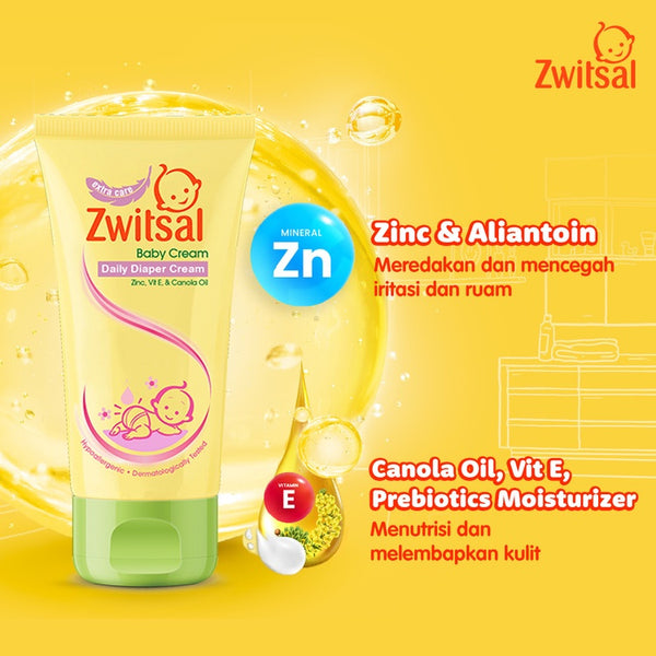 Zwitsal Baby Daily Diaper Cream Tube 50Gr - Krim Ruam Popok Bayi