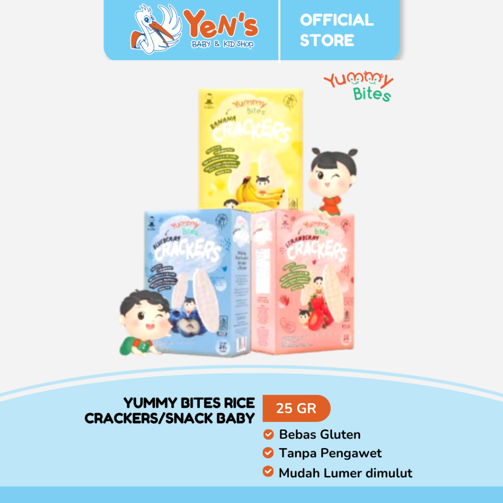 Yummy BitesBaby Rice Crackers 25gr (6m+) - Snack MPASI | Snack Bayi | Snack Anak | Cemilan Bayi