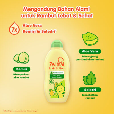 Zwitsal Baby Hair Lotion Aloevera / Sweet Almond oil 100ml - Perawatan Rambut Bayi Melebatkan thumbnail 3