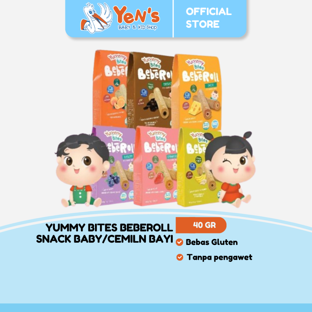 Yummy Bites BebeRoll Snack Baby - Cemilan Bayi 40gr -  Bebas Gluten