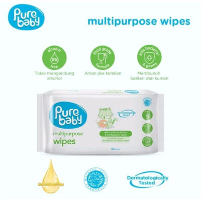 PURE BABY Multipurpose Wipes isi 50+50 | Baby Wipes | Tissue Basah Bayi thumbnail 2