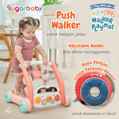 Sugar baby - Play with Me 2in1 Baby Walker&Playmat /Alat Bantu Jalan Anak / Push Walker thumbnail 2