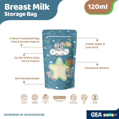 GEA Baby premium breast milk storage bag / Kantong Asi Pouch Safari & Mammals reborn Edition 120ml thumbnail 3