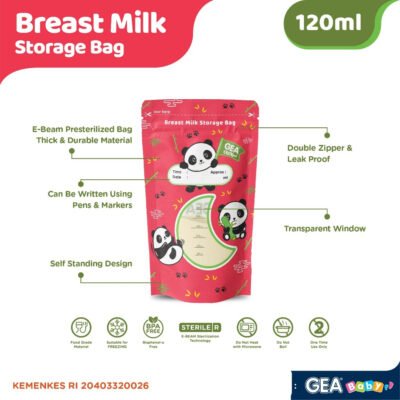 GEA Baby premium breast milk storage bag / Kantong Asi Pouch Safari & Mammals reborn Edition 120ml thumbnail 7