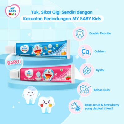My Baby Kids Toothpaste 45 g - Pasta Gigi Anak Rasa Stroberi / Jeruk thumbnail 2