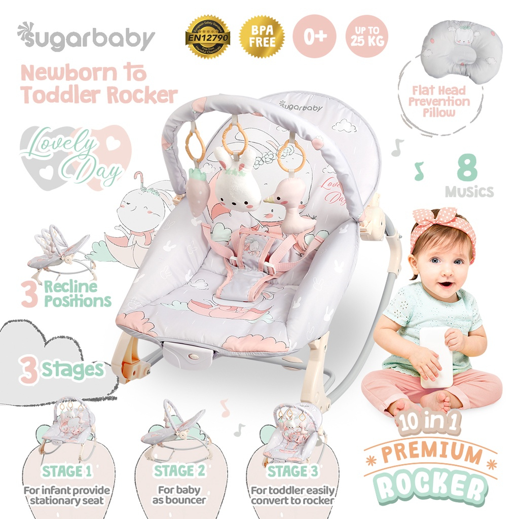 SUGARBABY 10in1 Premium Rocker/Ayunan Bayi/Bouncer Bayi