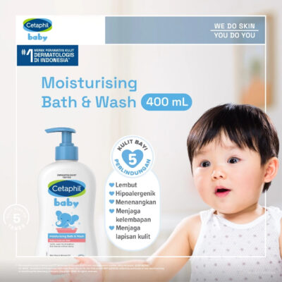 Cetaphil Baby Moist Bath & Wash 400ml Perawatan Sabun Mandi dan Shampo thumbnail 4