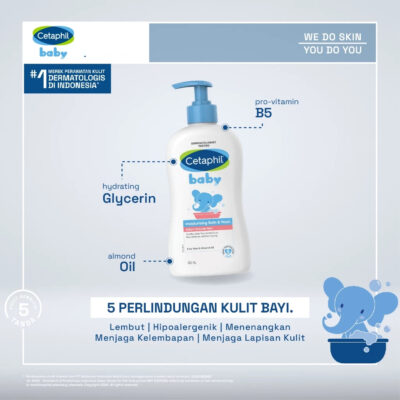 Cetaphil Baby Moist Bath & Wash 400ml Perawatan Sabun Mandi dan Shampo thumbnail 5