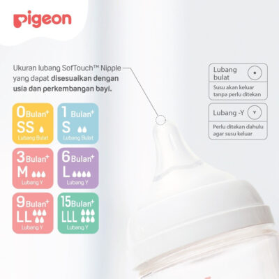 PIGEON SOFTOUCH PLUS NIPPLE 1 PCS BOX - SS / S / M / L / LL / LLL thumbnail 2