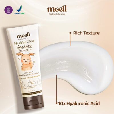 Moell Face Cream Healthy Glow Barrier Face Cream 40gr - Pelembab Wajah Bayi - Plant Based Probiotics Suitable For Sensitive Skin thumbnail 5