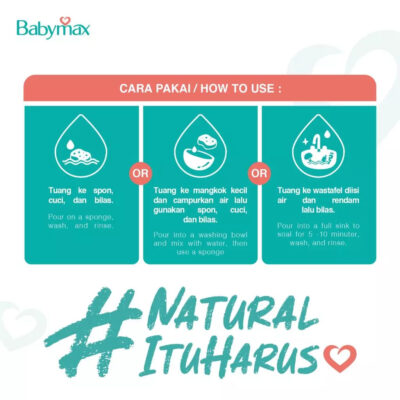 Babymax Basics Bottle, & Utensils, Cleansers 900 mL - Sabun Botol Bayi - SLS Free - Natural thumbnail 3