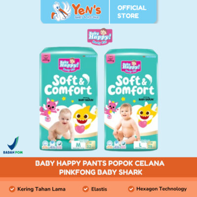 Baby Happy Pants - Popok Celana Pinkfong Baby Shark M 32 , L28