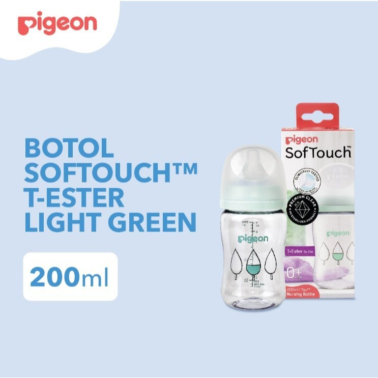 PIGEON BOTOL T-ESTER WIDE NECK BPP 200ML LIGHT GREEN W/ SOFTOUCH NIPPLE