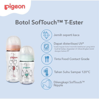 PIGEON BOTOL T-ESTER WIDE NECK BPP 200ML LIGHT GREEN W/ SOFTOUCH NIPPLE thumbnail 2