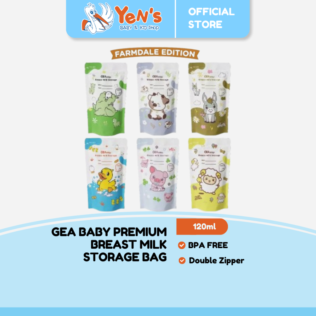 GEA Baby premium breast milk storage bag 120ml / Kantong Asi Pouch Farmdale Edition