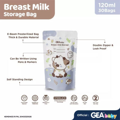 GEA Baby premium breast milk storage bag 120ml / Kantong Asi Pouch Farmdale Edition thumbnail 3