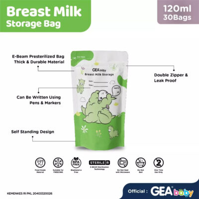 GEA Baby premium breast milk storage bag 120ml / Kantong Asi Pouch Farmdale Edition thumbnail 5