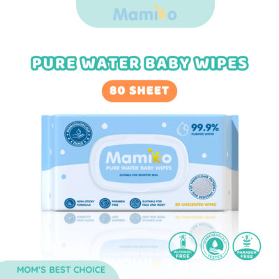 Mamiko Pure Water Baby Wipes - Tisu Basah Bayi 80s (1 Pack) / 50s (2 Pack)- 99,9% Air Murni