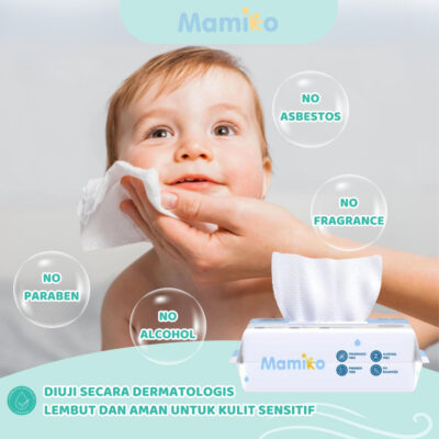 Mamiko Pure Water Baby Wipes - Tisu Basah Bayi 80s (1 Pack) / 50s (2 Pack)- 99,9% Air Murni thumbnail 2