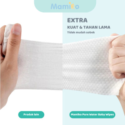 Mamiko Pure Water Baby Wipes - Tisu Basah Bayi 80s (1 Pack) / 50s (2 Pack)- 99,9% Air Murni thumbnail 6