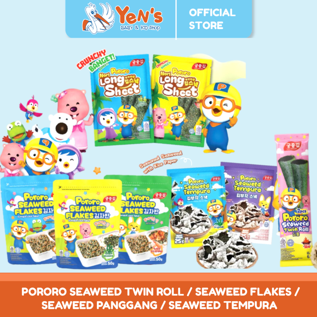 Pororo Seaweed Twin Roll / Seaweed Flakes / Seaweed Tempura - Snack Rumput Laut Halal