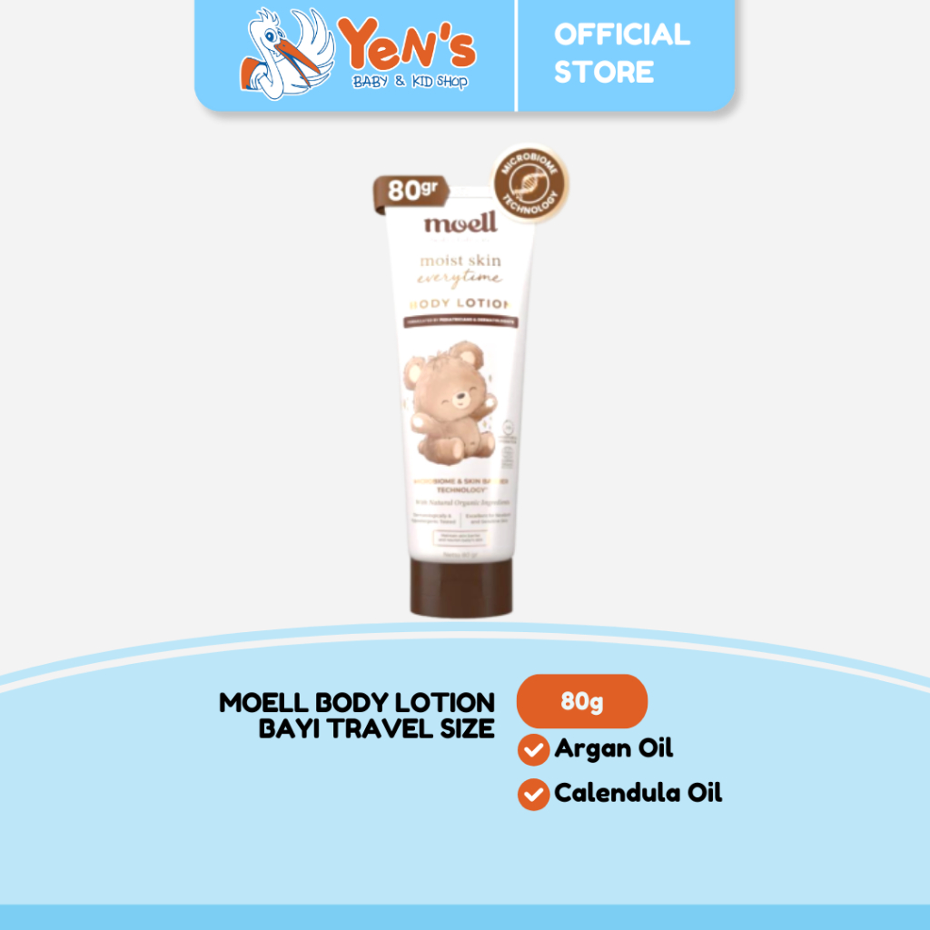 Moell Body Lotion Bayi 80gr - Melembapkan Kulit Badan Anak - Perawatan Kulit Kering dan Sensitif