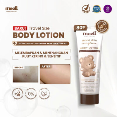 Moell Body Lotion Bayi 80gr - Melembapkan Kulit Badan Anak - Perawatan Kulit Kering dan Sensitif thumbnail 2
