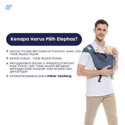 Elephas Waffle Baby Pouch - Gendongan Bayi Gendongan Instan Mshape Premium Bisa Newborn & Toddler thumbnail 6