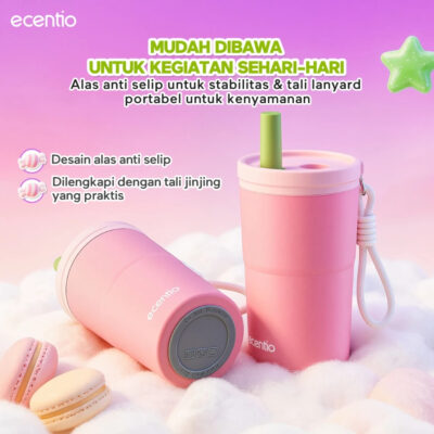 Ecentio tumbler aesthetic premium Stainless Steel & Aluminium portable 500ml/750ml Sweet Mist Series thumbnail 6