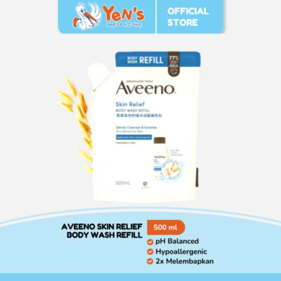 AVEENO Skin Relief Body Wash Refill 500ml - Sabun Mandi Kulit Sensitif -Lebih efektif 2x melembapkan
