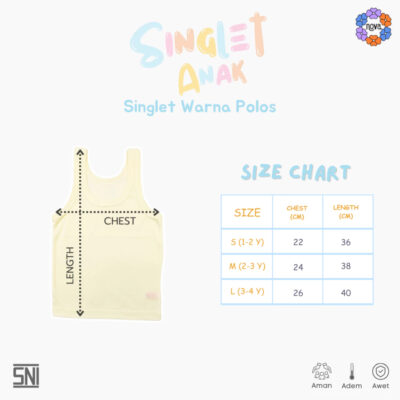 NOVA Singlet Bayi & Anak - Singlet Polos Warna Anak Unisex (1 Pcs) thumbnail 7