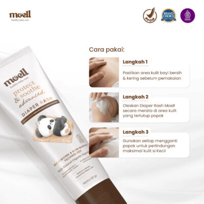 Moell Diaper Rash Advanced 50gr - Krim Popok Redakan & Cegah Ruam Popok - Bebas Ruam Nyaman Seharian thumbnail 3