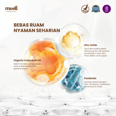 Moell Diaper Rash Advanced 50gr - Krim Popok Redakan & Cegah Ruam Popok - Bebas Ruam Nyaman Seharian thumbnail 5