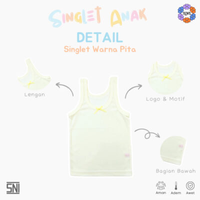 NOVA Singlet Bayi & Anak Perempuan - Singlet Pita Warna (1Pcs) SNI thumbnail 2