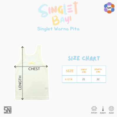 NOVA Singlet Bayi & Anak Perempuan - Singlet Pita Warna (1Pcs) SNI thumbnail 4
