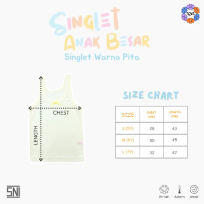 NOVA Singlet Bayi & Anak Perempuan - Singlet Pita Warna (1Pcs) SNI thumbnail 6