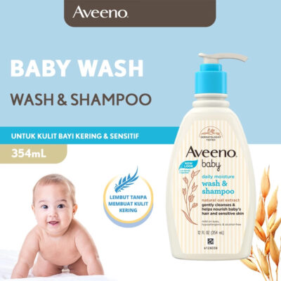 Aveeno Baby Daily Moisture Wash & Shampoo 354mL - Sabun & Shampoo Bayi untuk Kulit Normal & Kering thumbnail 2