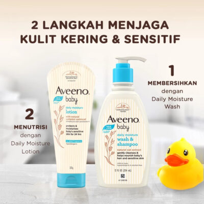 Aveeno Baby Daily Moisture Wash & Shampoo 354mL - Sabun & Shampoo Bayi untuk Kulit Normal & Kering thumbnail 7
