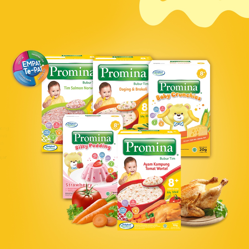 PROMINA Crunchies | Cemilan Pasta Mie Bubur Tim Nasi Tim Biskuit Pudding Bayi 6-12M
