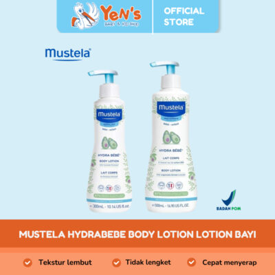 Mustela Hydrabebe Body lotion 300 ml / 500ml - Lotion Bayi Membuat kulit halus, kenyal, dan lembut
