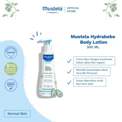 Mustela Hydrabebe Body lotion 300 ml / 500ml - Lotion Bayi Membuat kulit halus, kenyal, dan lembut thumbnail 2
