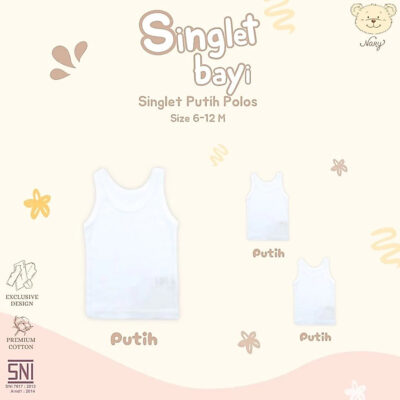 Nary Singlet Bayi Anak Laki-laki Putih Polos (1 pcs)
