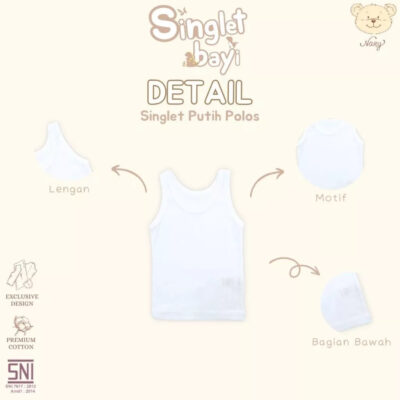 Nary Singlet Bayi Anak Laki-laki Putih Polos (1 pcs) thumbnail 4