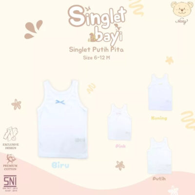 Nary Singlet Warna Putih Pita untuk Bayi dan Anak thumbnail 2