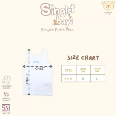 Nary Singlet Warna Putih Pita untuk Bayi dan Anak thumbnail 4