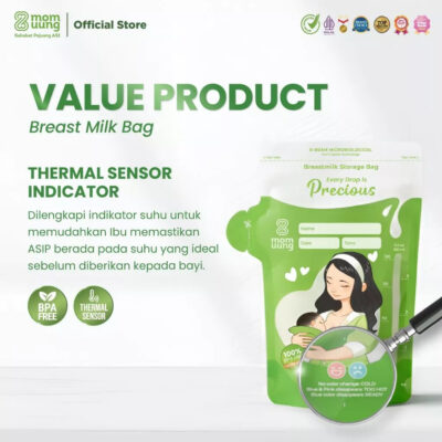 Mom Uung Pre-sterilized Breast Milk Bag 100ml (30 bags)Double Zipper - Ada Indikator Suhu thumbnail 4